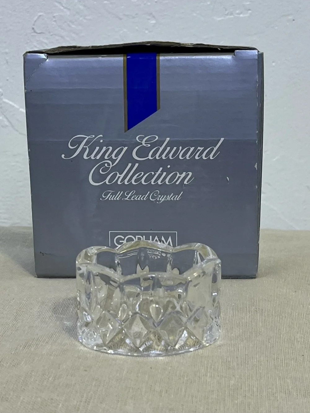 Vintage Gorham King Edward Full Lead Crystal Napkin Rings Set of 4 In Box